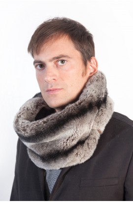 Rex chinchilla fur neck warmer - horizontal 